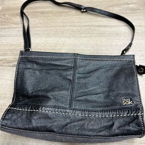 The Sak Black Shoulder Bag with Contrast Stitching